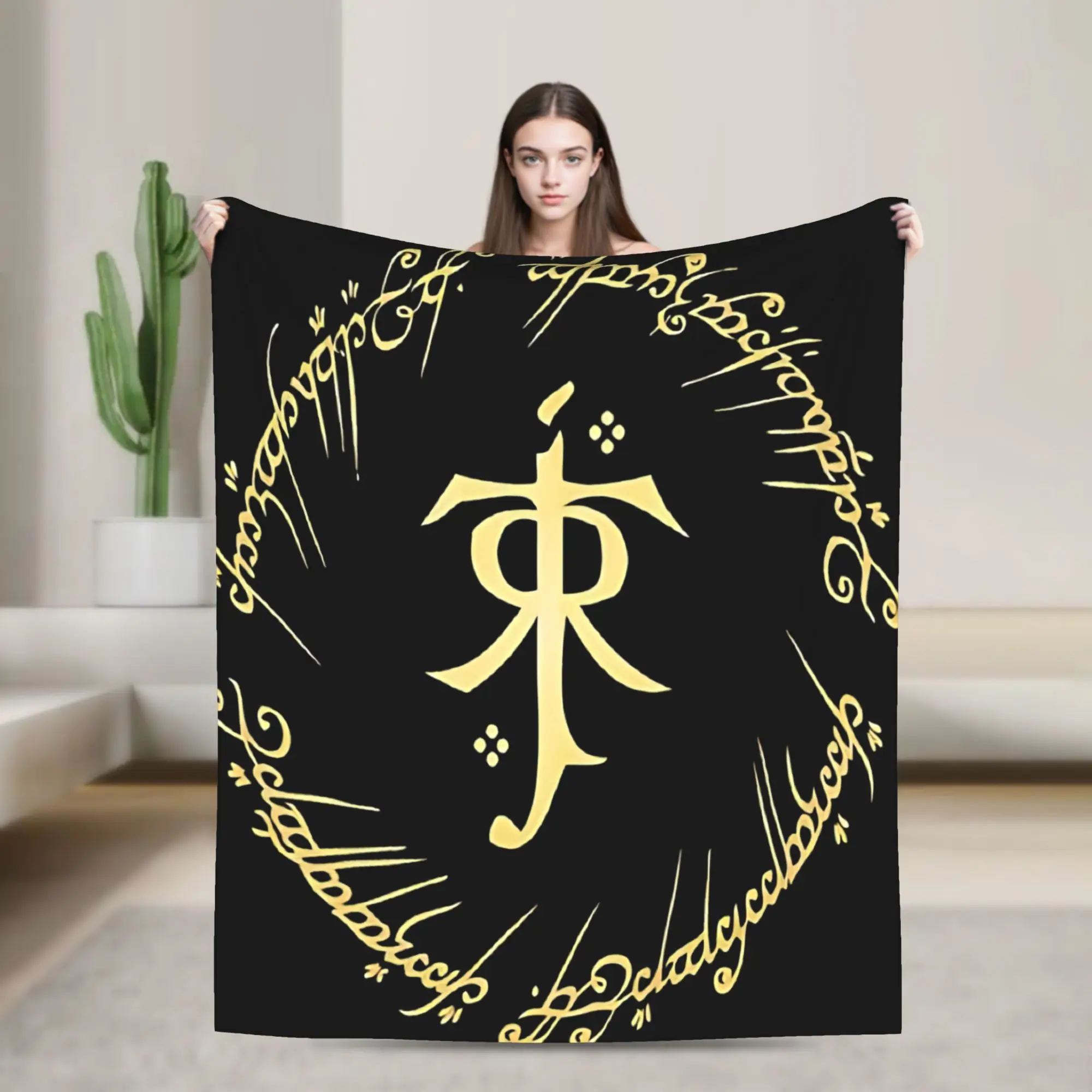 L-Lords Of The R-Rings Blanket Quality Warm Soft Film  Throw Blanket Autumn Picnic Outdoor Pattern Bedspread