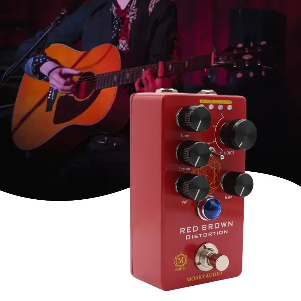 

1pc Distortion Guitar Effects Pedal Moskyaudio Distortion Pedal The Electric Guitar Effects Pedal RED BROWN Guitar Accessories