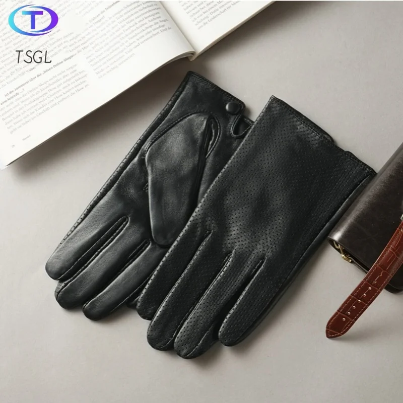 

2025 Popular Men Sheepskin Gloves Winter Warm Touch Screen Full Finger Mittens High Quality Genuine Leather Gloves For Men