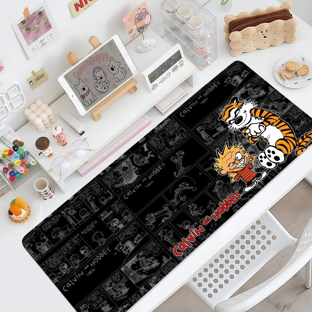 C-Calvin Mouse Pad Non-slip Lockedge and Office Student Gaming Thickened Comic Large Writing Hobbes Cartoon Cushion MousePad