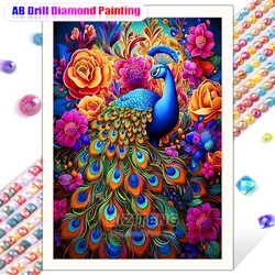Animal Diamond Painting Peacock Mosaic Fancy Embroidery AB Drill Cross Stitch Kit Decoration House New Collection 2024