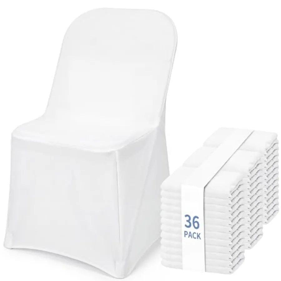36 Pcs White Folding Chair Cover, Spandex Stretch Covers Ideal for Wedding, Party, Dining, Business Meeting, Banquet, Universal