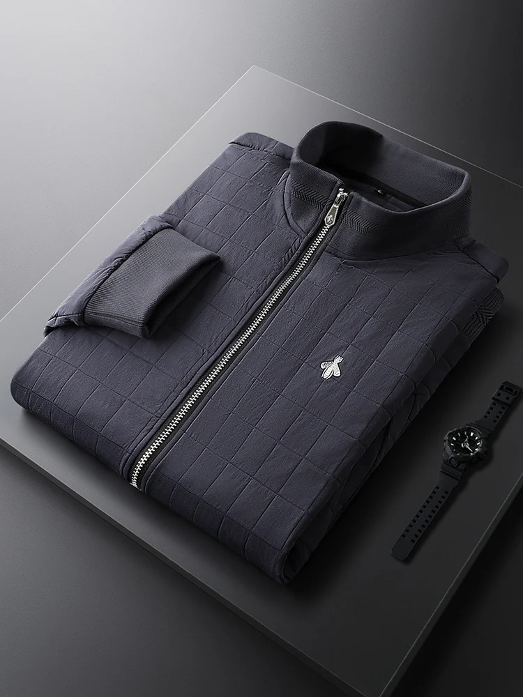 

Мужское зимнее пальто Ja Charles Luxury из хлопка, приталенное, с модной вышивкой в виде пчелы, повседневное, с воротником-стойкой, трендовое