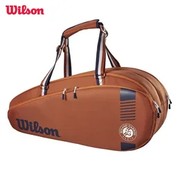 Wilson-raqueta de tenis de equipo Abierto de Francia, bolsa de lona de 3 a 6 piezas, Roland, Garros, pista de arcilla, torneo, bolsa de raqueta de tenis, azul marino de arcilla, 2024