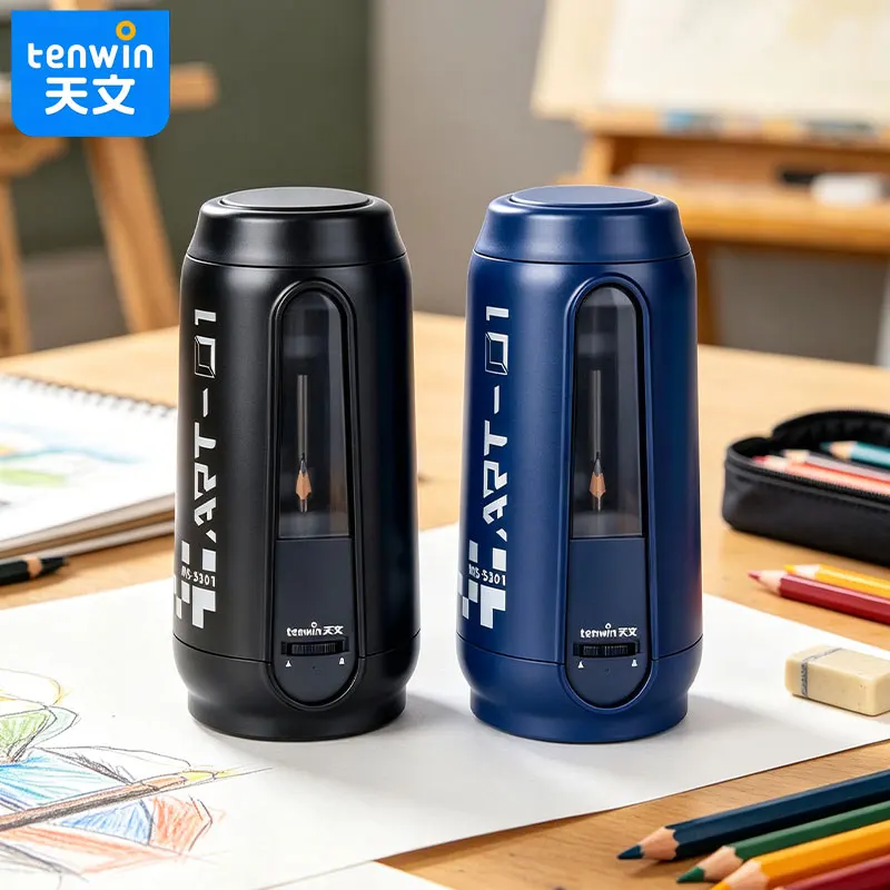 Tenwin Electric pen sharpening knife is not easy to break the core, smooth pen sharpening and multi-level pen tip adjustment