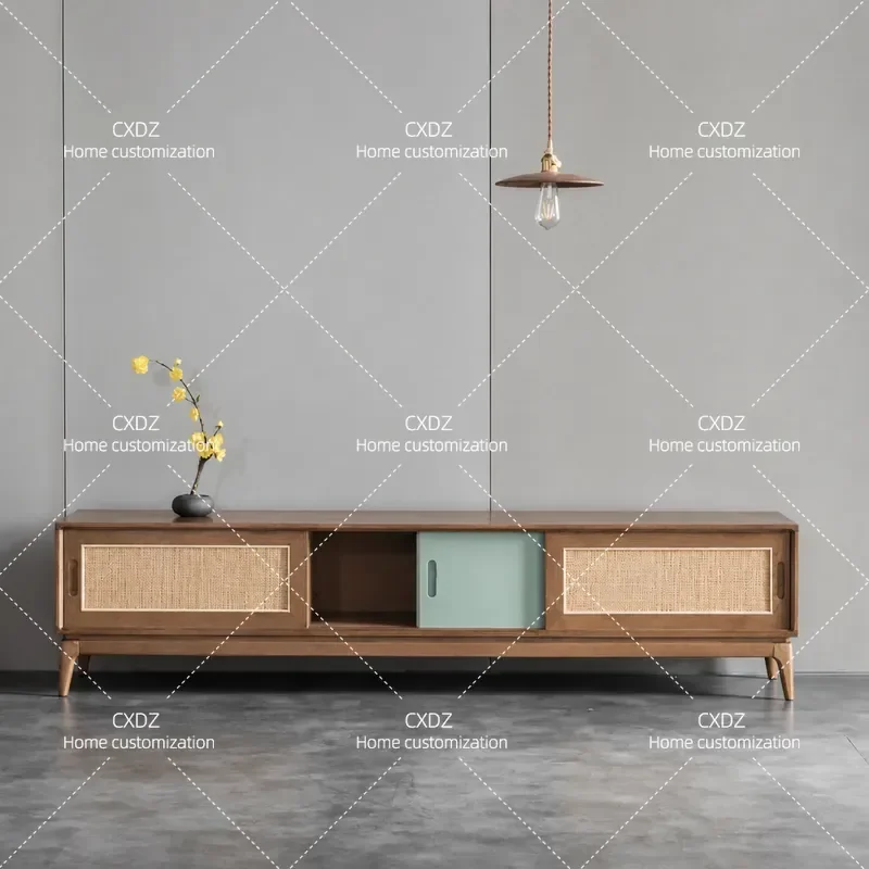 Simple Japanese Style TV Cabinet Living Room Strip Storage Unit Tea Table Console Household Media Center Organizer Furniture