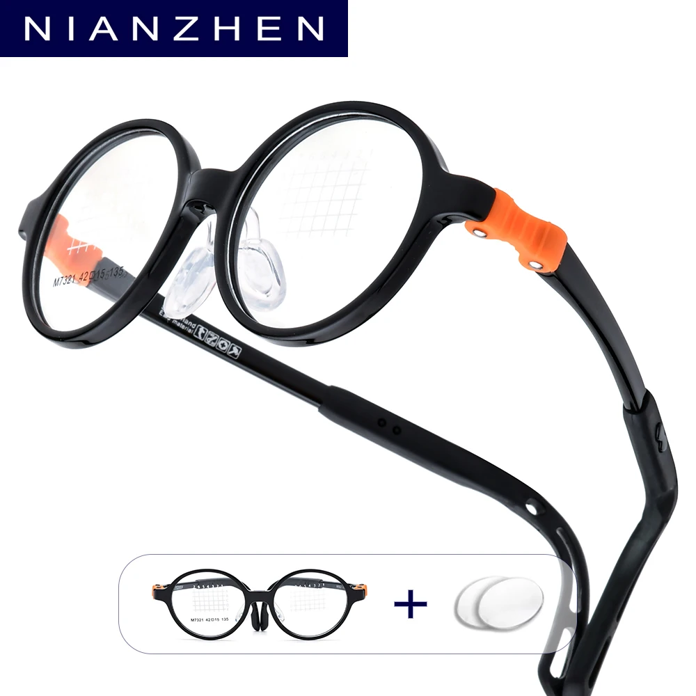 NIANZHEN Anti Blue Prescription Glasses Teenage Myopia Optical Lens Student Eyewear Round TR90 Kids Eyeglasses Frame 7321