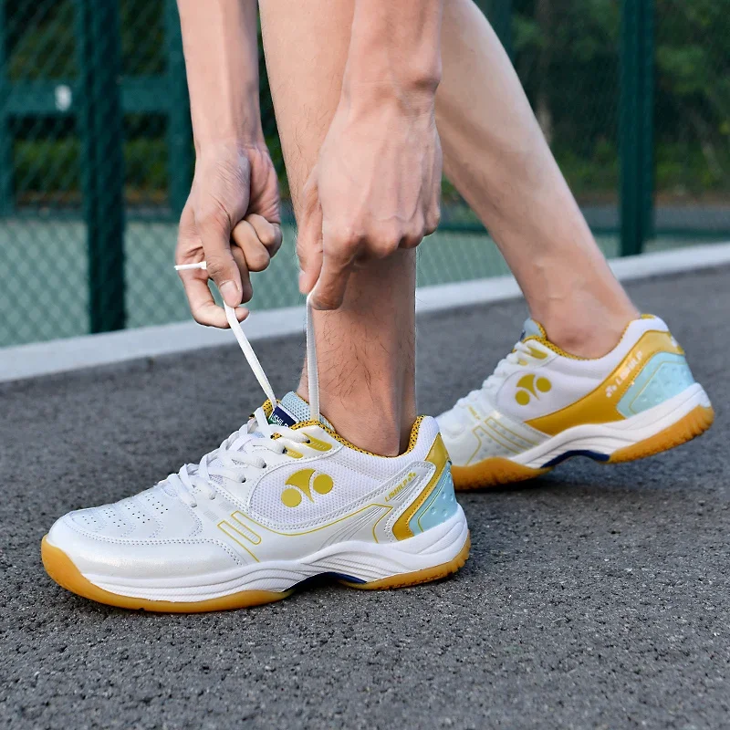 Baskets de badminton professionnelles pour hommes et femmes, chaussures d'entraînement de volley-ball, tennis de table, blanc, jaune, non ald, marque de luxe, 26152