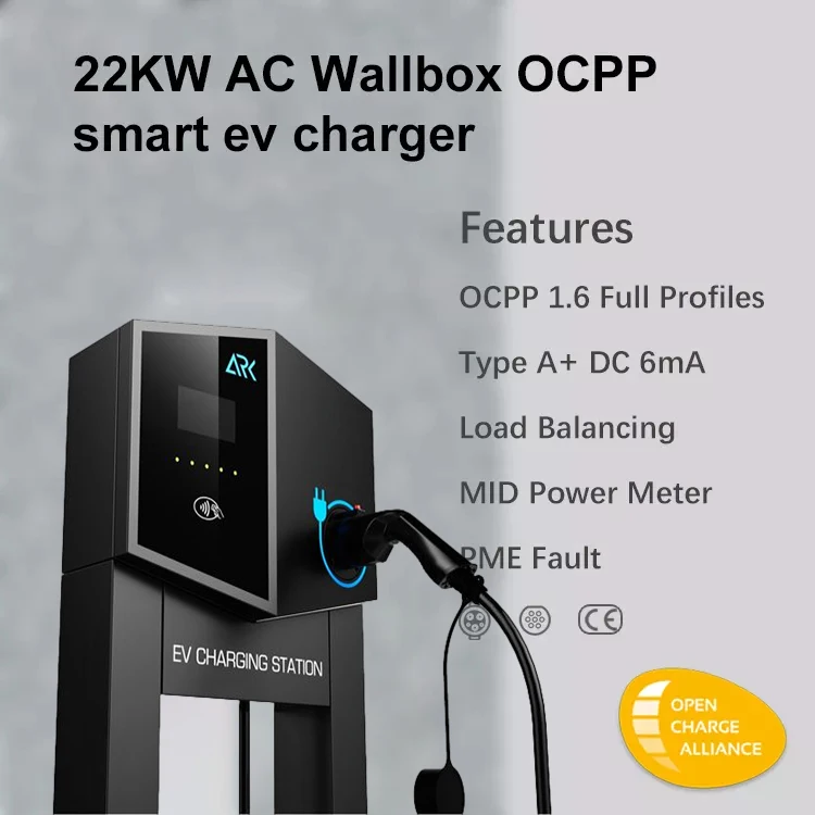 Smart Floor-mounted 22kw 32A type 2 3phase  OCPP 1.6 AC EV Charger EV Charging Point for car