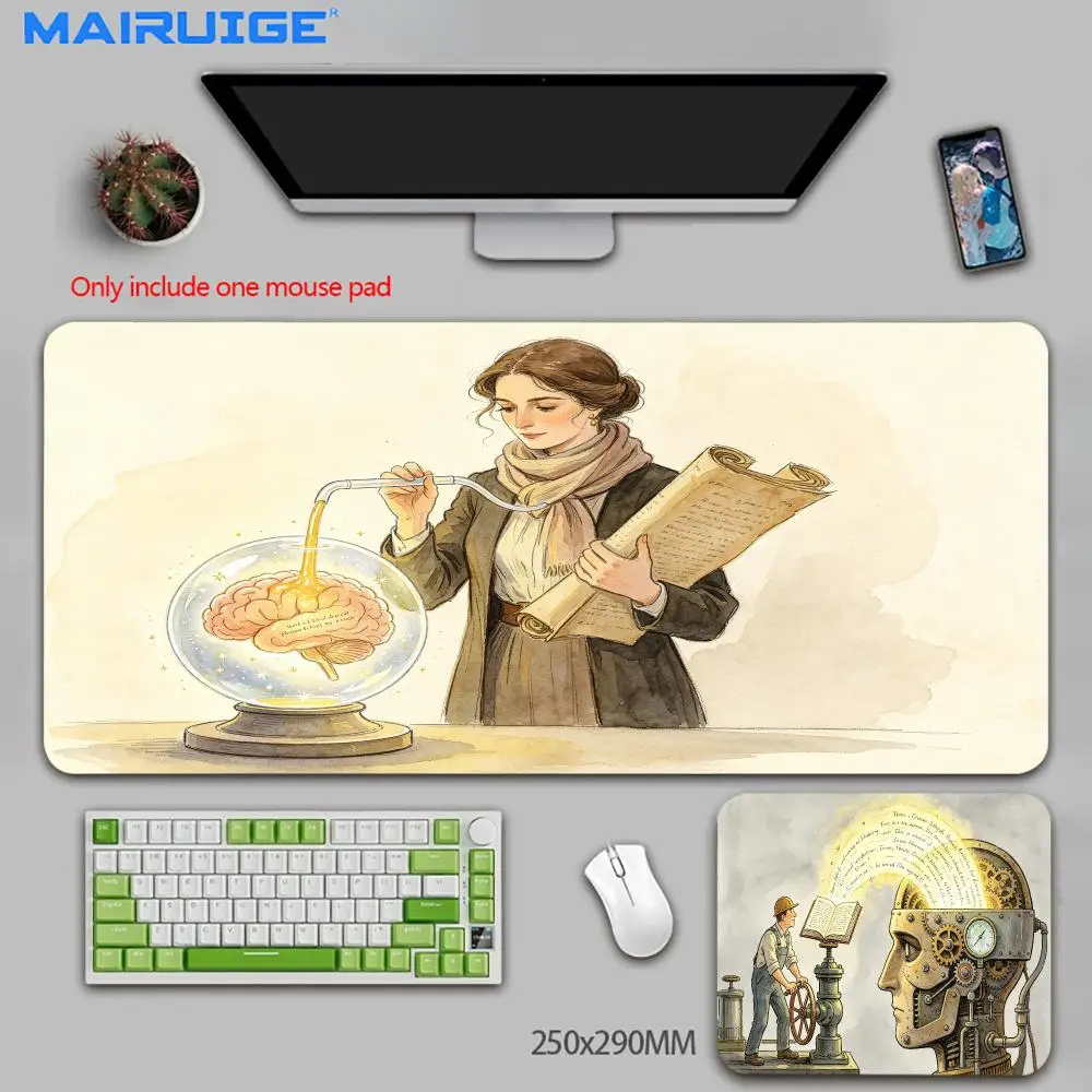 Non‑Slip mousepad playmat large Size Steampunk Mechanical Head Worker Operating Machine For office desktop game card pad