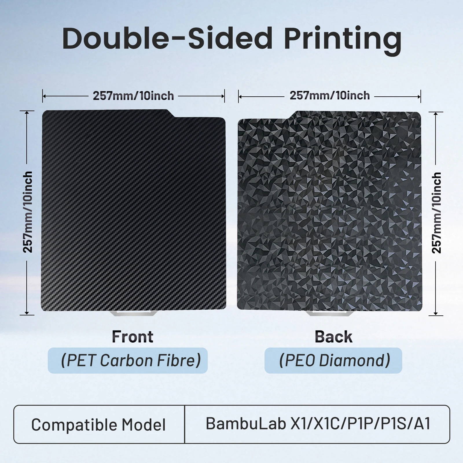 

Лист Pet peo для Bambu Lab P1 257x257 мм Магнитная кровать PEO PET Лист пружинной стали для Bambu Lab A1 X1 Строительная пластина