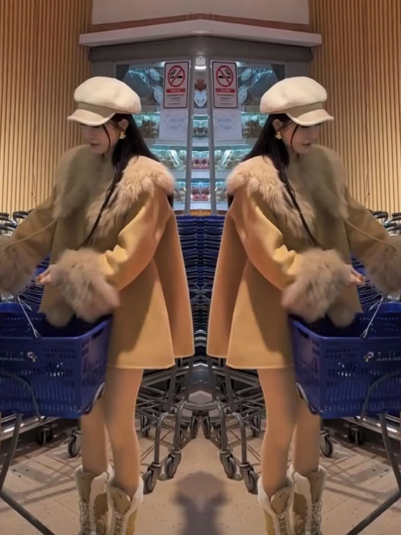 

Модная утепленная женская куртка с большим меховым воротником, осенне-зимняя, универсальная, свободного кроя, стройнящая, хлопковая, утепленная