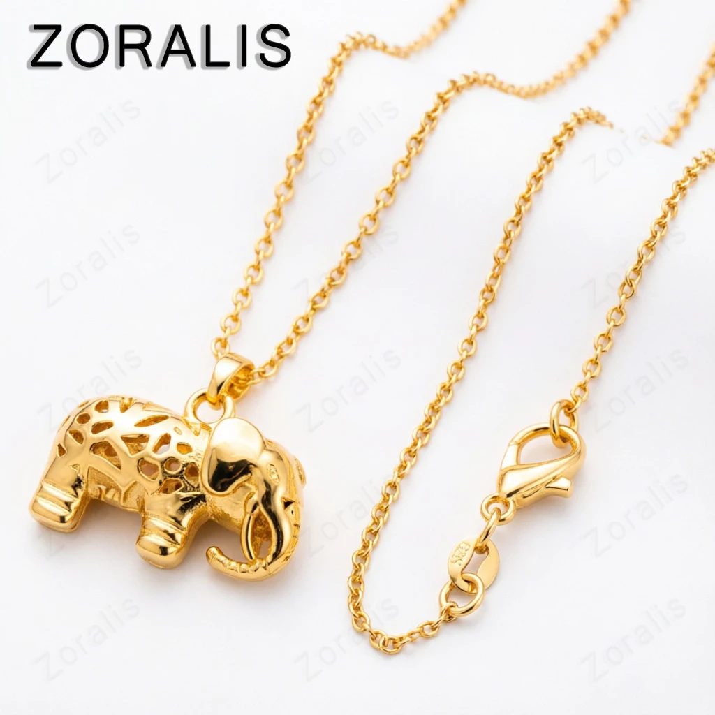 Hot 18K Gold Pretty Elephant Pendant Necklace for Women Fashion Wedding Party Designer Jewelry Gifts