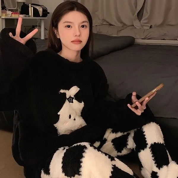 

Пижамный комплект, женский пижамный комплект, женские теплые зимние пижамы, модная домашняя одежда, пижамы, милый и мягкий пижамный комплект, одежда для дома