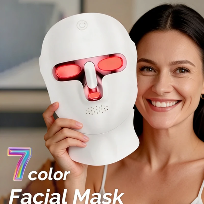 7 Color LED Facial Mask Face and Neck Photon Skin Rejuvenation Whitening Tighten Rechargeable Neck Face Care Beauty Treatment