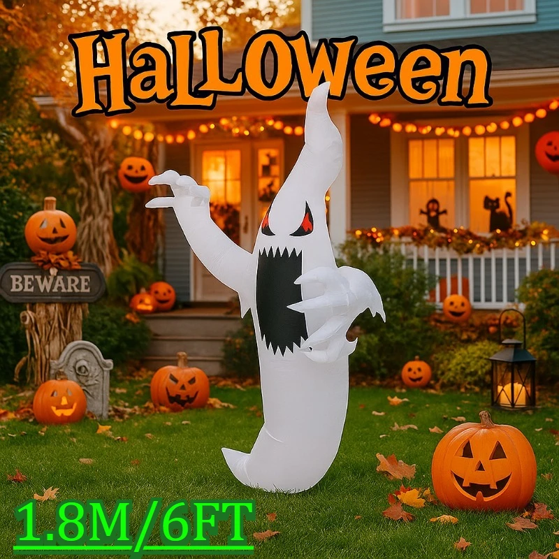 

6 футов надувные игрушки белый призрак украшения Хэллоуин модель светящиеся украшения подарки IIndoor открытый со светодиодной надувным двором