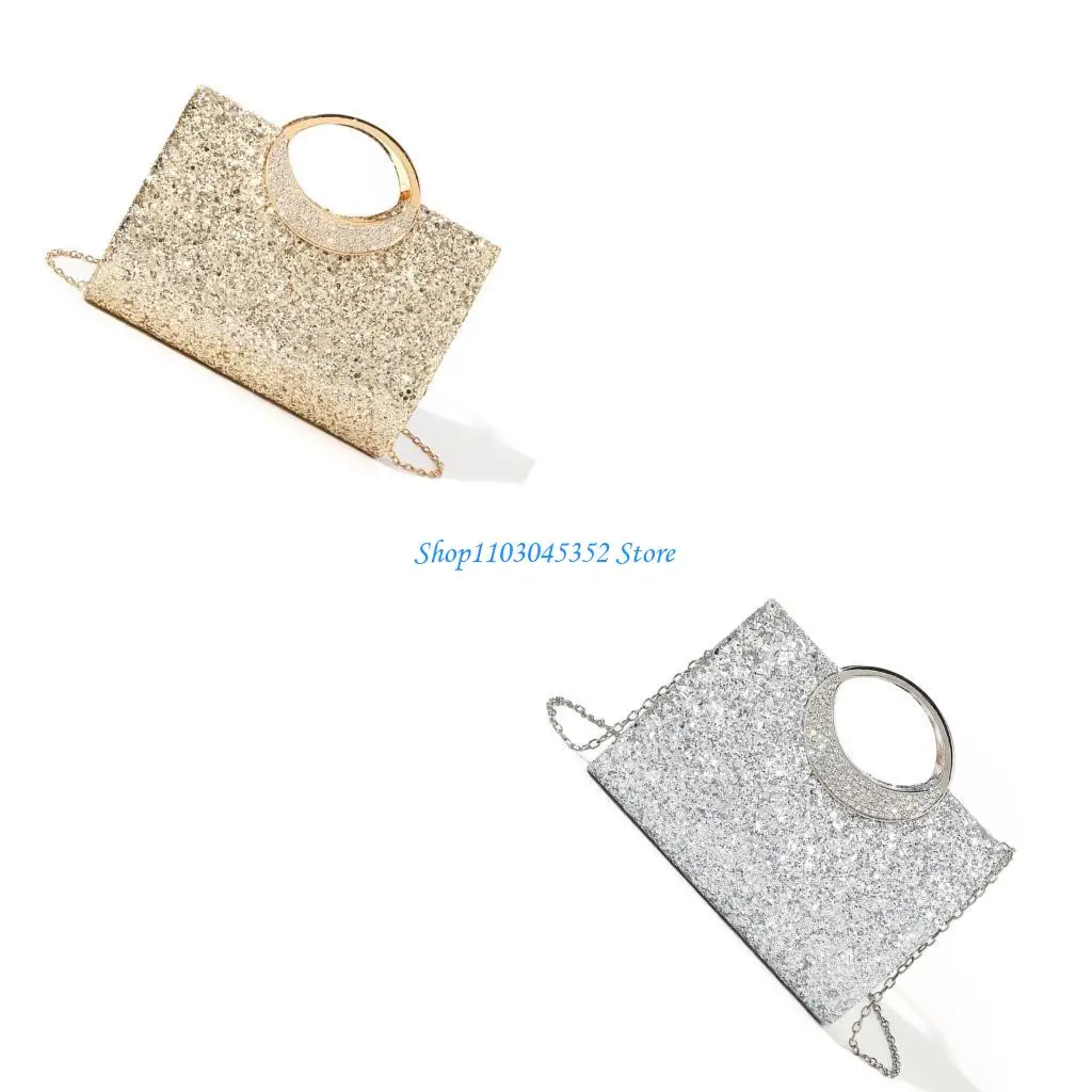 

Women's Glitter Top Handle Handbags,Evening Clutches Purse with Chain Shoulder Bag