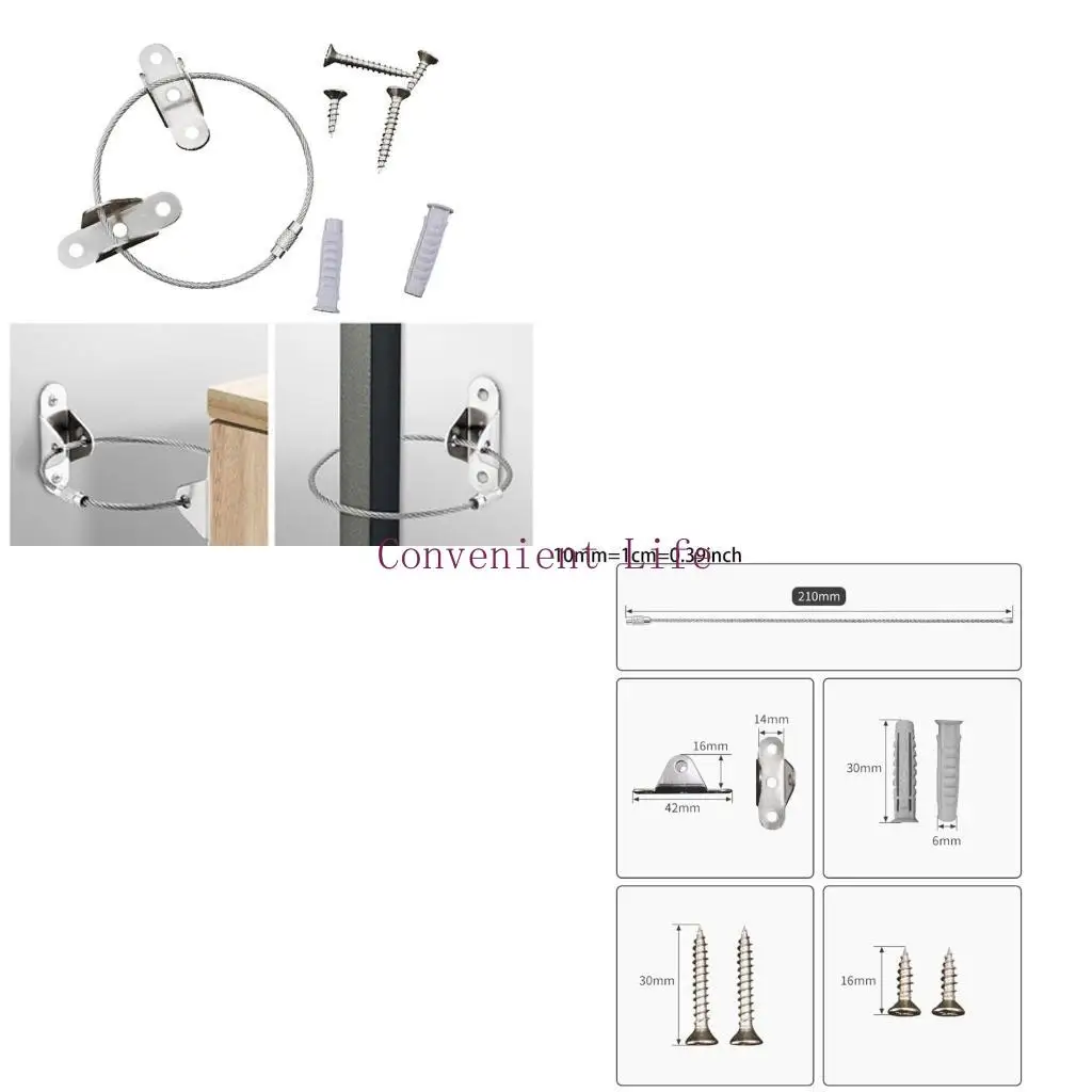 L1EE roestvrijstalen meubelriemen, metalen meubelmuurankers, anti-tippreventie-apparaat voor het verbeteren