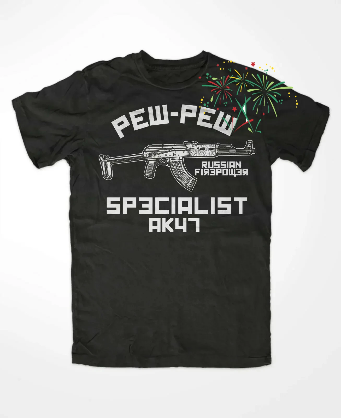 

PEW-PEW Kalaschnikow AK-47 Assault Rifle T-Shirt 100% Cotton O-Neck Short Sleeve Summer Casual Mens T-shirt Streetwear