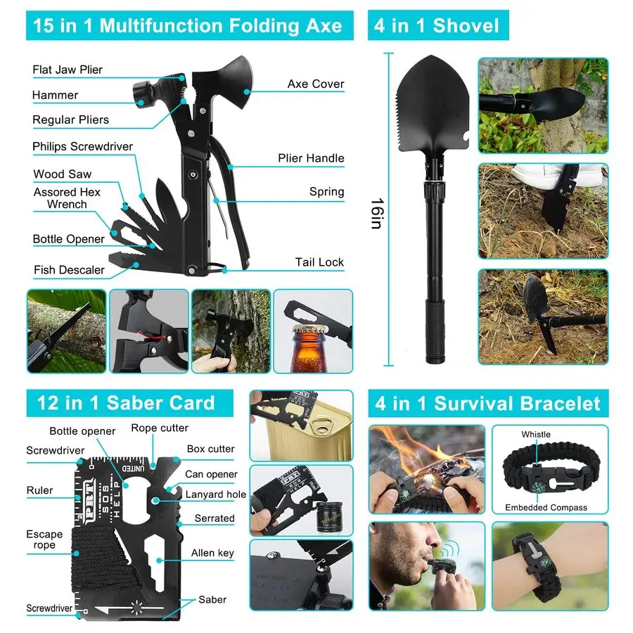 Kit professionale Gear e zaino da campeggio grande, kit di pronto soccorso per accessori per escursioni all'aria aperta