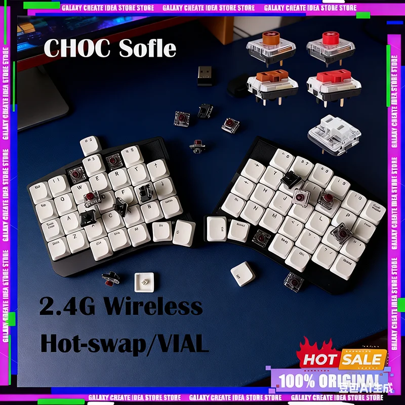 

Choc Sofle V2 низкопрофильная разделенная эргономичная игровая механическая клавиатура с горячей заменой 2,4G беспроводное соединение VIAL программируемые подарки