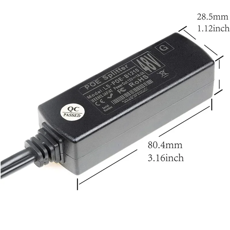 Active 48V POE Splitter IEEE802.3af 12V 2A 100Mbps PoE Adapter Plug and Play for IP Cameras Wireless AP Security Camera System