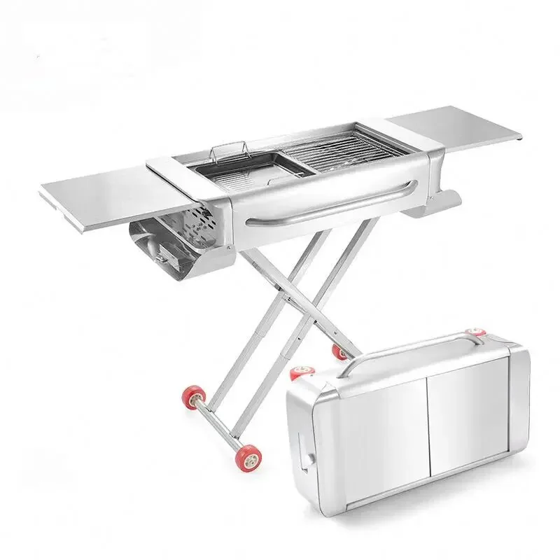 

New Design Portable Suitcase Outdoor Camping Grill Stainless Folding Charcoal BBQ Grill