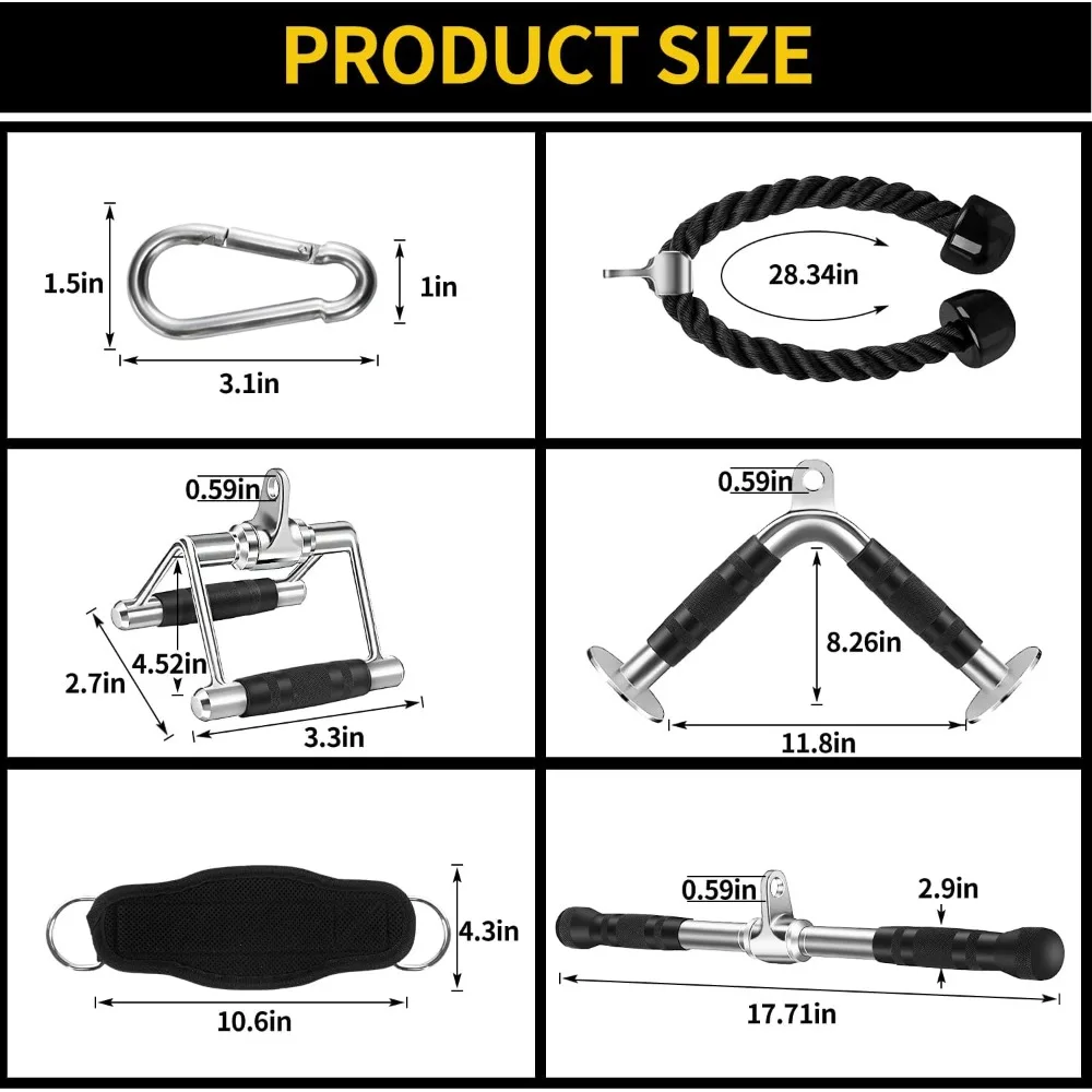 Tricep Press Down Cable Machine Attachment, LAT Pulldown Attachments, Home Gym Accessories, Tricep