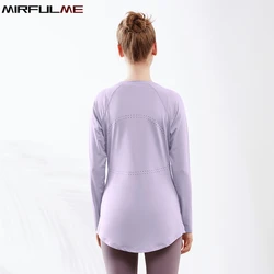 Women Loose Yoga Shirts S-2XL Long Sleeves Sport T-Shirts Breathable Running Sweatshirts Elastic Gym Fitness Tops Blouse Female