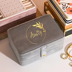 Custom Personalized Portable Travel Jewelry Case Bridesmaid Gifts Womens Jewelry Box for Woman Wife Ideal Gift Mothers Day Gift
