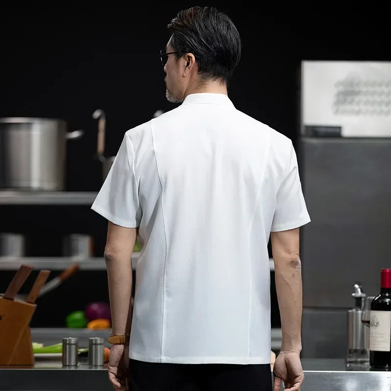Short Sleeve Catering Chef Uniform Men Women Restaurant Hotel Kitchen Jacket Cafe Workwear Pastry Cook Coat Sushi Cook Work Wear
