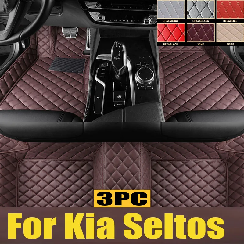 TPE Car Floor Mats For Kia Seltos KX3 2021 2022 2023 2024 Universal Waterproof Leather Pad LHD Foot Carpet Rugs Auto trunk mat 