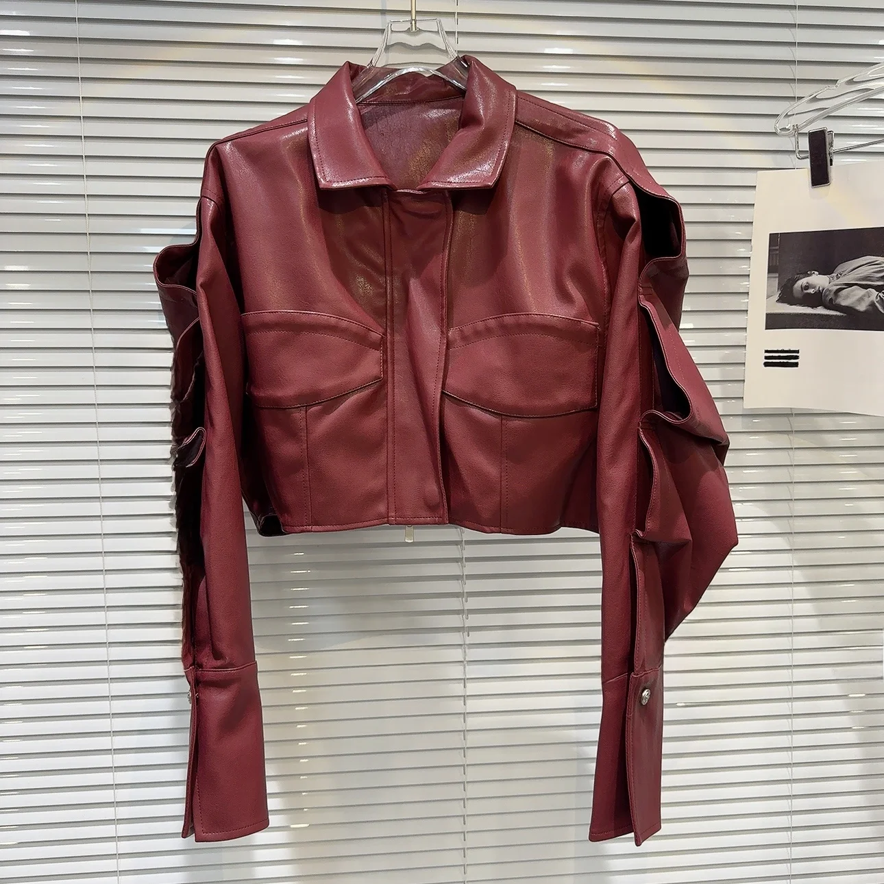 Or PU Pelle Jaet Donna Sli Moto Design Piegato Sve Hot Girl Autunno Nuovo Sle Faion Cappotto Capispalla