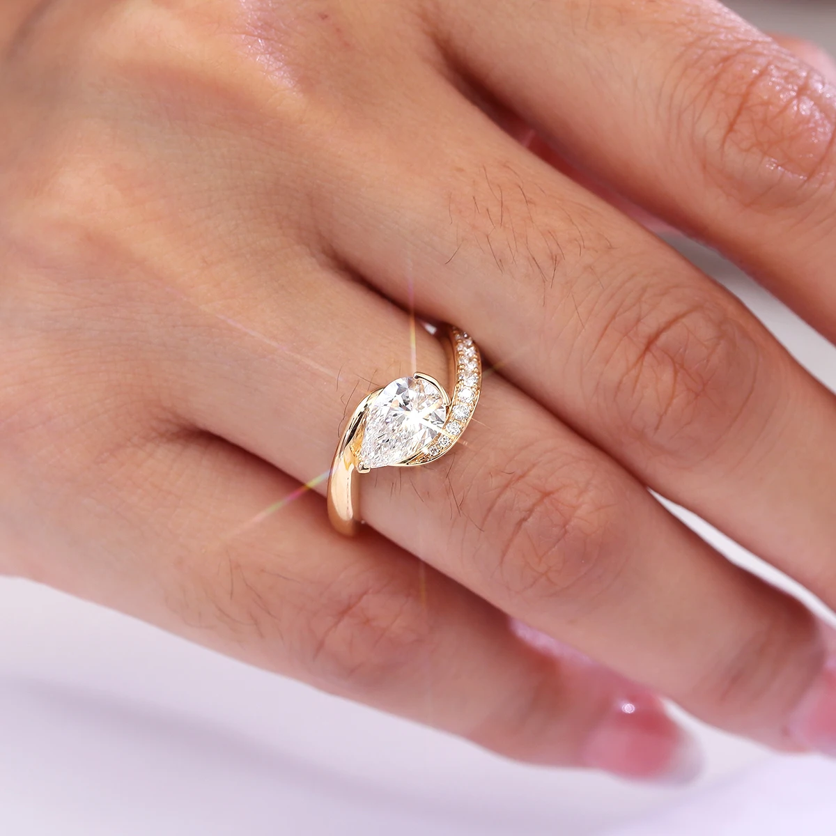 Provence Twisted ring 9K 10K 14K Gold 2ct IGI Lab Diamonds Gradient Engagement wedding Ring Fine jewelry Women Christmas Gifts view 2