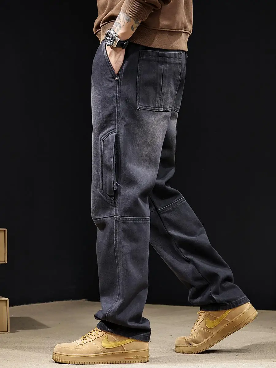 

Мужские джинсы свободного кроя в стиле рабочей одежды, прямые, весна-осень, новые, модные, повседневные брюки