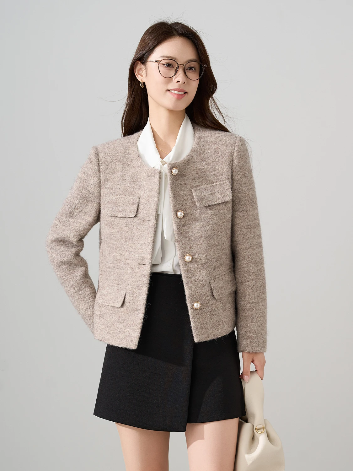 

Elegant Lady Short Coat Jacket Women's Fashion Korean Style Long Sleeve Single Button Autumn New Arrival Anti-Wrinkle Polyest...