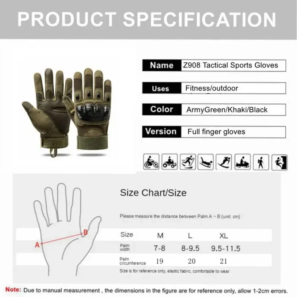 Tactical Full Finger Gloves Touch Screen Men Airsoft Knuckle Gloves Motorcycle Hiking Hunting Shooting Cycling Gloves