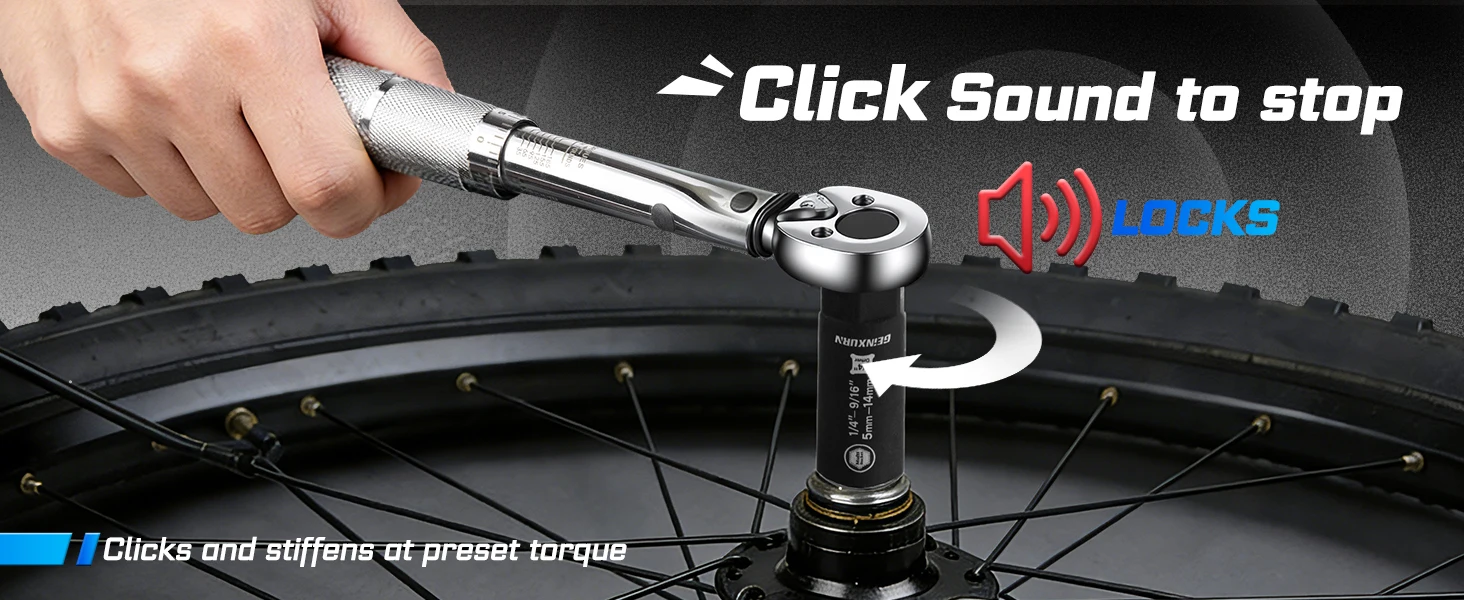 Geinxurn 1 Stück 1/4 3/8 1/2 Professioneller Drehmomentschlüssel-M, 40Cr Legierungsstahl, für Fahrrad-, Motorrad- und Autoreparaturen, mit Aufbewahrungskoffer – Detail 6