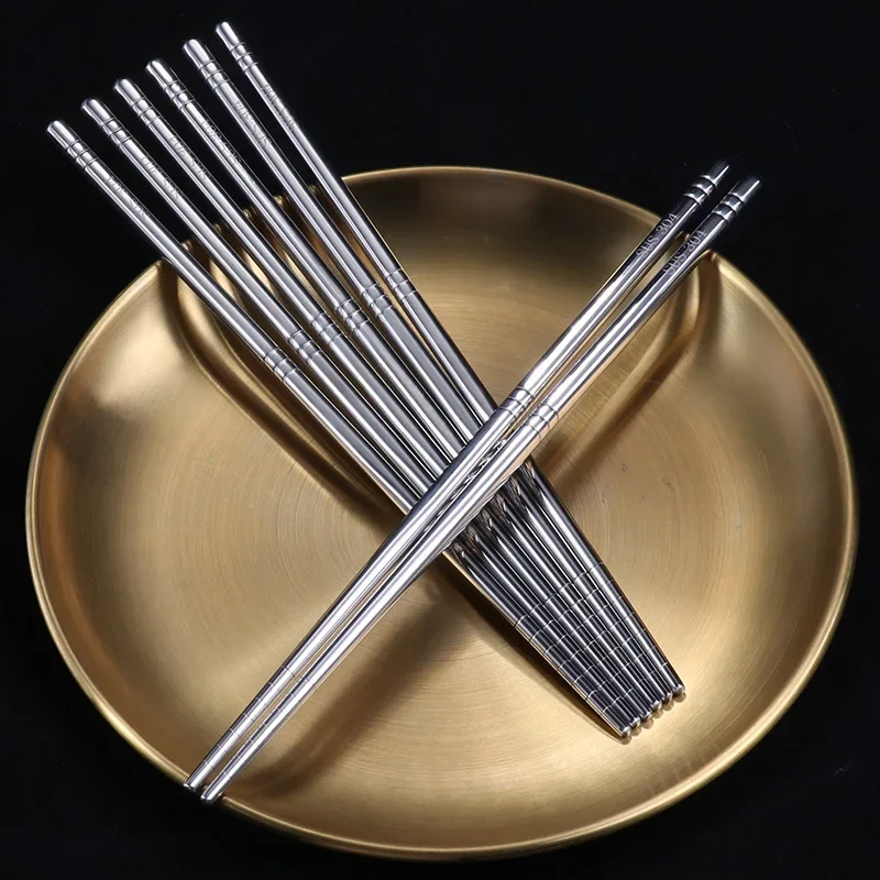 Chopsticks Household Insulated Anti Slip Stainless Six Ring  5 Pairs Gift Set