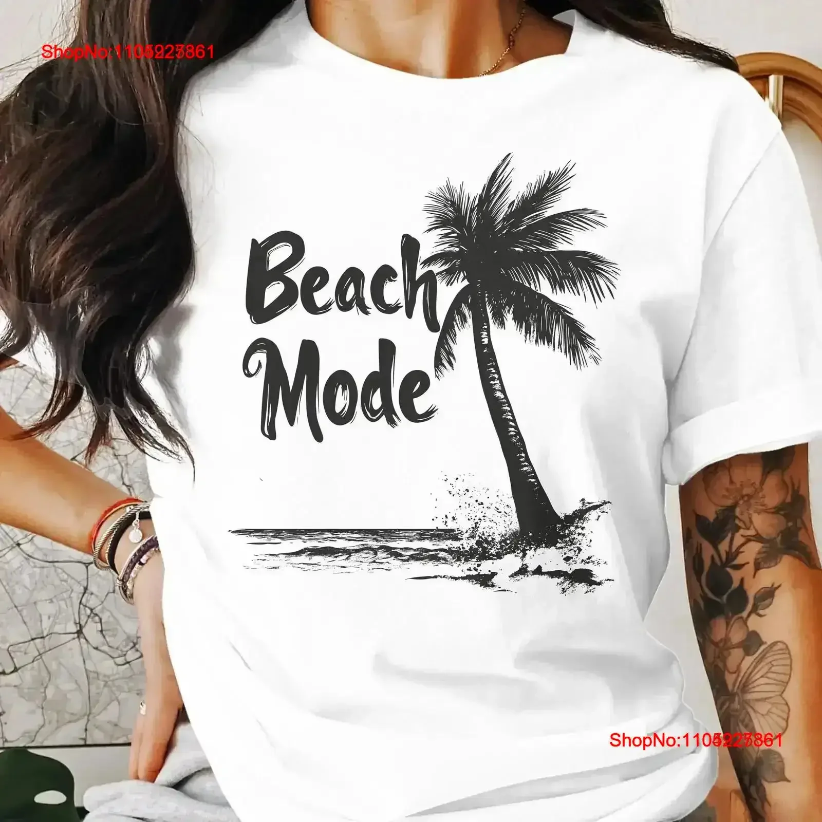 

Beach Mode Palm Tree T Shirt Summer Vibes Vacation Tropical Beachwear Casual vintage Washed Slightly Comfortable vintage