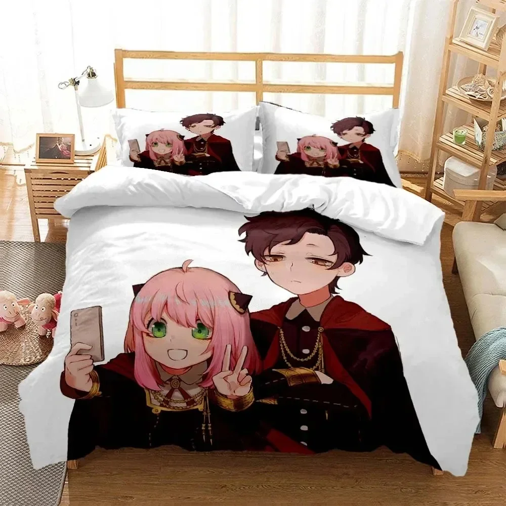 Anime Spy × Family Anya Bedding Set Boys Girls Twin Queen Size Duvet Cover Pillowcase Bed Kids Adult Fashion Home Textileextile