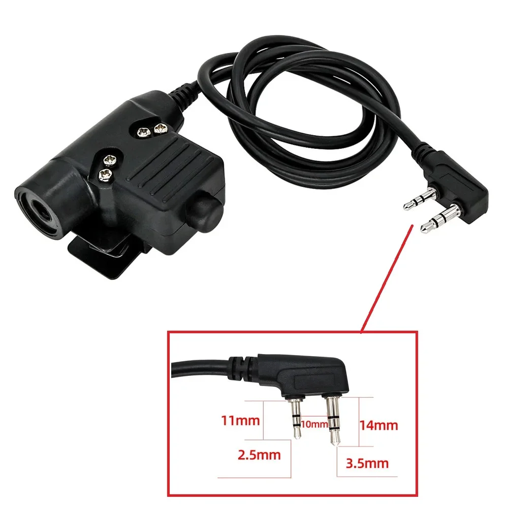 U94 PTT System Military Adapter Plug Push to Talk for kenwood/ Baofeng Radio and Tactical Headset 2 Pin ptt