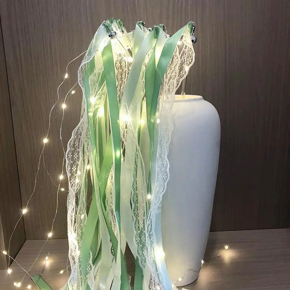 High-density Ribbon Stick Ribbon Fairy Wand Light-up Wedding Wands with Ribbon Bells for Wedding Reception Graduation for New