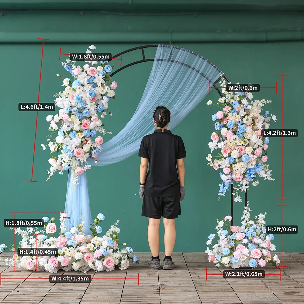 Crafted Artificial Flowers Christmas Party Decoration High Quality White Blue Pink Rose Green Leaves Kunstbloemen Decor HY2375