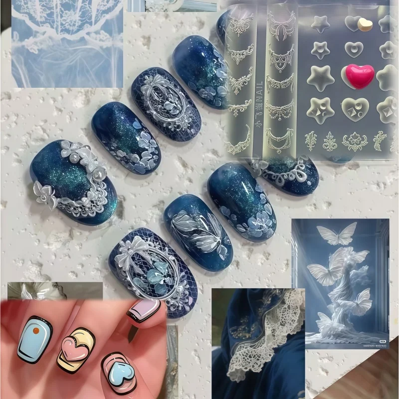Swan Arrow Star Heart Chain Wings 3D Nail Art Decoration Silicone Mold Transparent Artistic Design Single Piece Mold