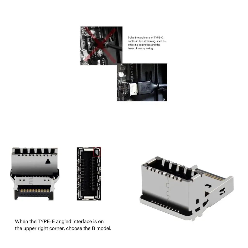 4XFC L Shaped USB3.1 Type E to Type C Adapter Enhances Airflows for Water Cooled Systems
