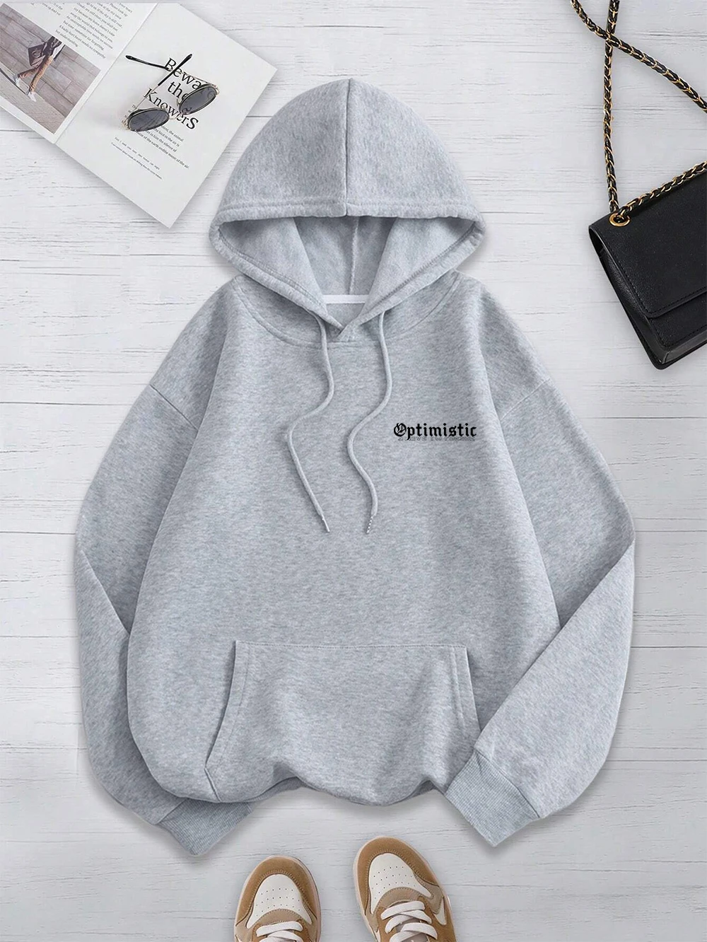 Optymistyczne bluzy z kapturem Strive To Porsue Harajuku Flower Mężczyźni Kobiety Hip Hop Street Clothes Fleece Sportswear Casual Pullovers Hoody — zdjęcie 3