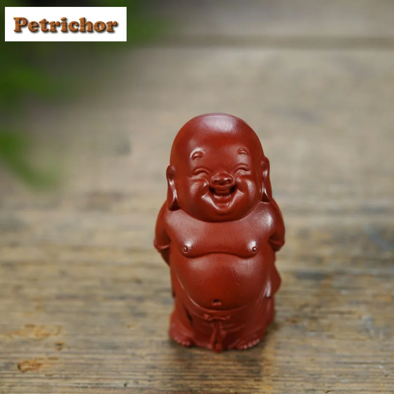 Yixing Purple Clay Laughing Buddha Play Big Belly Tea Pet Zen Exquisite Miniatures Tea Figurine Play Toys Tea Statue Ornaments