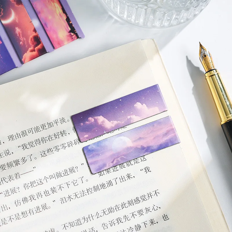 5pcs/pack Magnetic bookmark beautiful scenery clouds simple literary pattern bookmark Reading tool School office supplies