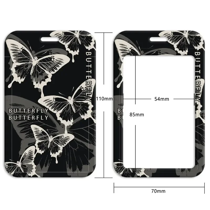 Czarno-białe smycze z paskiem motylkowym na klucze Brelok do kluczy Uchwyt na identyfikator Karta kredytowa Wisząca lina Akcesoria Lariat Prezenty